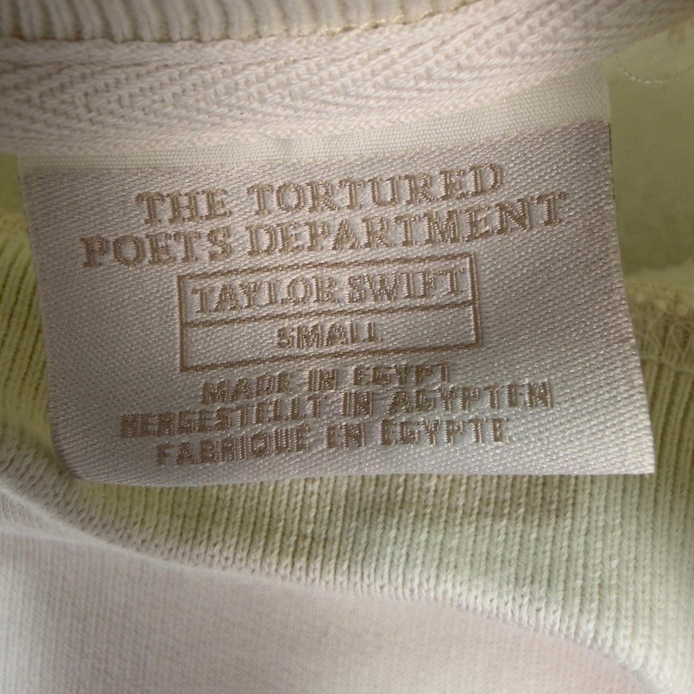 Taylor Swift The Tortured Poets Department Sweatshirt Small White TTPD Crewneck - Picture 4 of 5